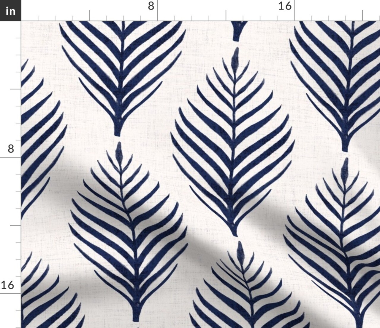 Navy Blue Floral Botanical Palm Tropical Island Dark Blue Coastal Southern Navy Blue Leaf Silhouette Large Scale Custom Printed Fabric by Spoonflower Various Fabrics by the Yard or Fat Quarter
